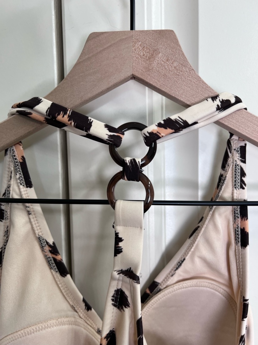Kona Sol Womens Leopard One Piece Swimsuit in Cream/Brown, Size S - Picture 7 of 12